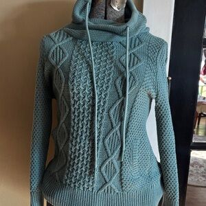 Elegant Teal Cowl Neck Sweater